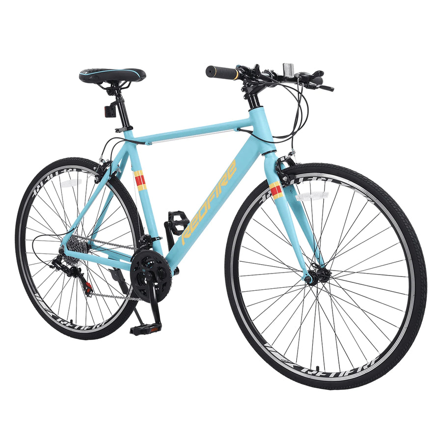 Redfire Hybrid Road Bike, 21 Speed Shimano Shifters, 700C Wheels 21 in Aluminum Frame, City Commuter Road Bicycle for Adult Men&Women(Mint Green)