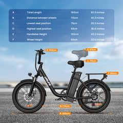 URLIFE 20" Electric Bike for Adults, 1000W Peak Motor, 48V 13AH Remobavle Battery, 7 - Speed Mountain Ebike, UL2849 - Black