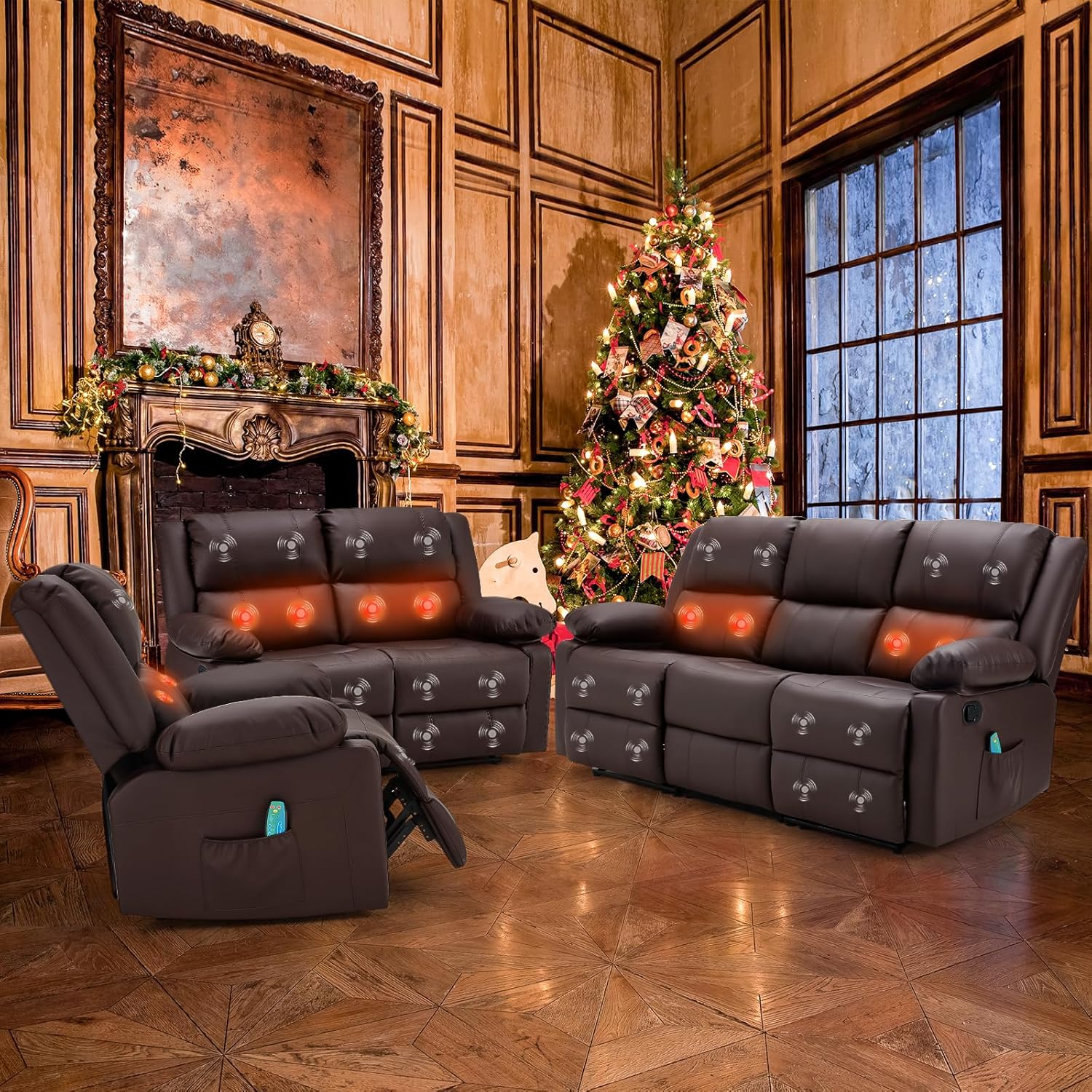 AECOJOY 3 PCS Recliner Sofa Set for Living Room Furniture Set