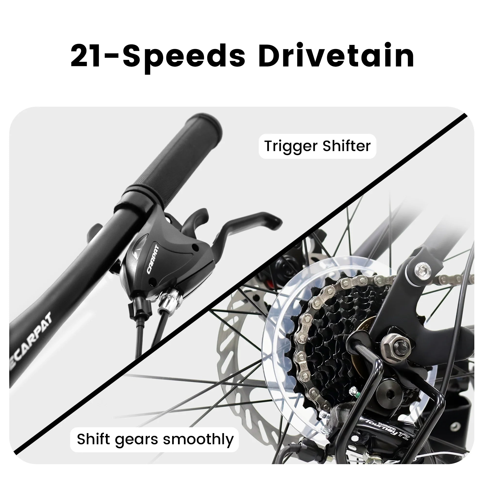 24 in Dual/Front Suspension Mens Womens Mountain Bike, 21 Speeds Dual Disc Brake, High - Carbon Steel Frame, Trail Beach Snow Commuter City Bikes, Black