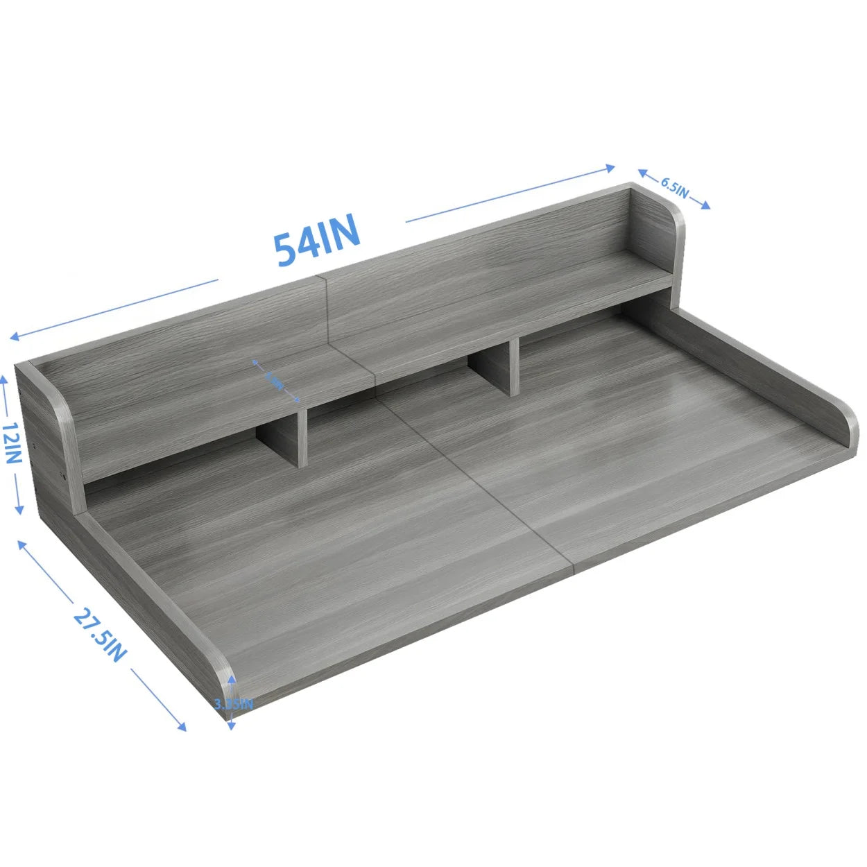 Wood 2 - Tier Washer Dryer Countertop with Edge Rails, 54" W x 27.5" D Washer and Dryer Topper for Laundry Room Organization and Storage, Walnut