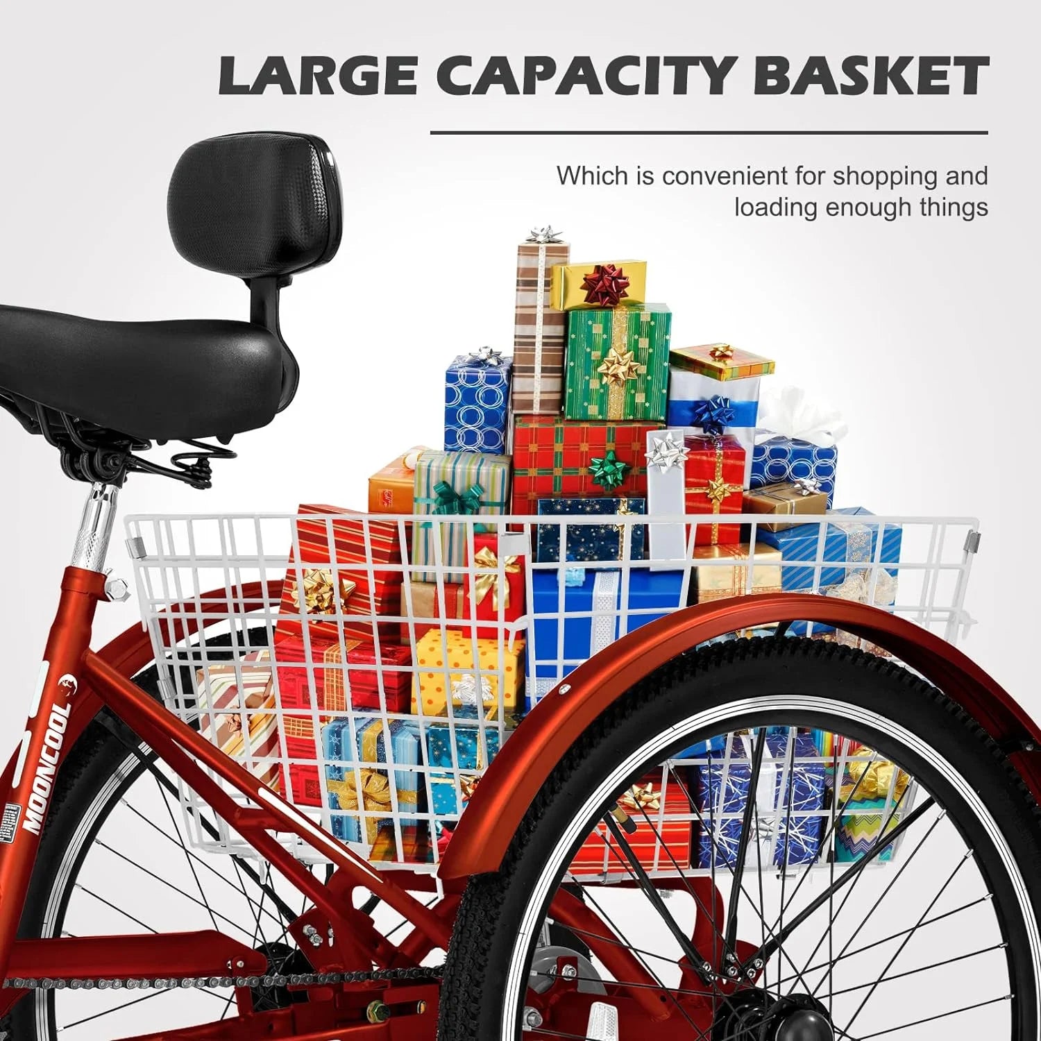 FICISOG 7 Speed Adult Tricycle for Women, 20/24/26 in Adult Trike with Basket, 3 Wheel Bikes for Adults Seniors, Cruise Trike for Shopping Picnic