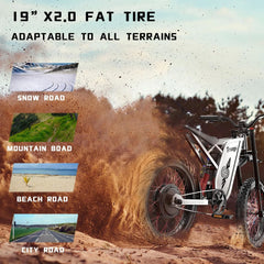 6000W(Peak) Motor 60V/35ah Battery, Freego X2pro Electric Motorcycle for Adults, Electric Bike 50MPH/7 Speed Off Road Electric Bicycle, 19x2 Full Suspension/Four - Piston Hydraulic Brake UL2849MTB