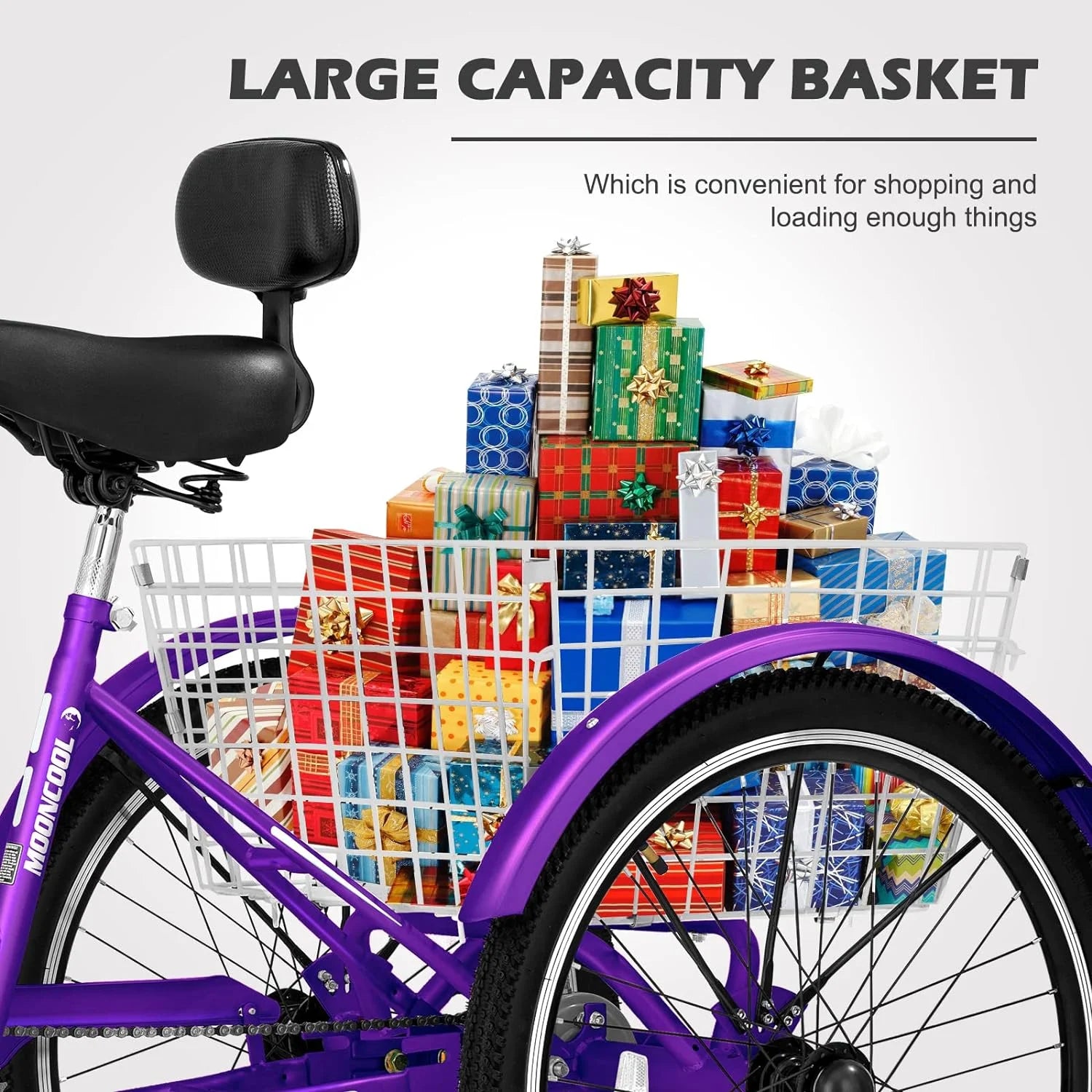 FICISOG 7 Speed Adult Tricycle for Women, 20/24/26 in Adult Trike with Basket, 3 Wheel Bikes for Adults Seniors, Cruise Trike for Shopping Picnic
