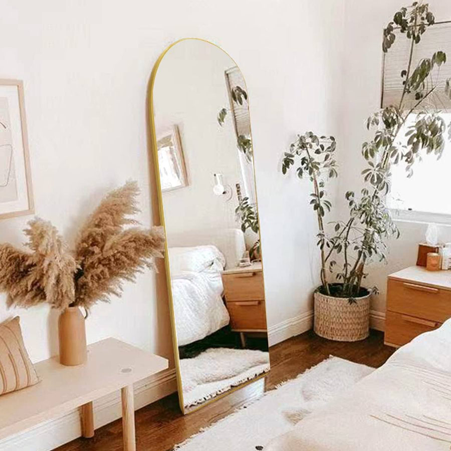 65"22" Arched Full Length Mirror, Floor Mirror with Stand, Standing Hanging or Leaning Against Wall Full Body Mirror, Wall Mirror for Bedroom Living R