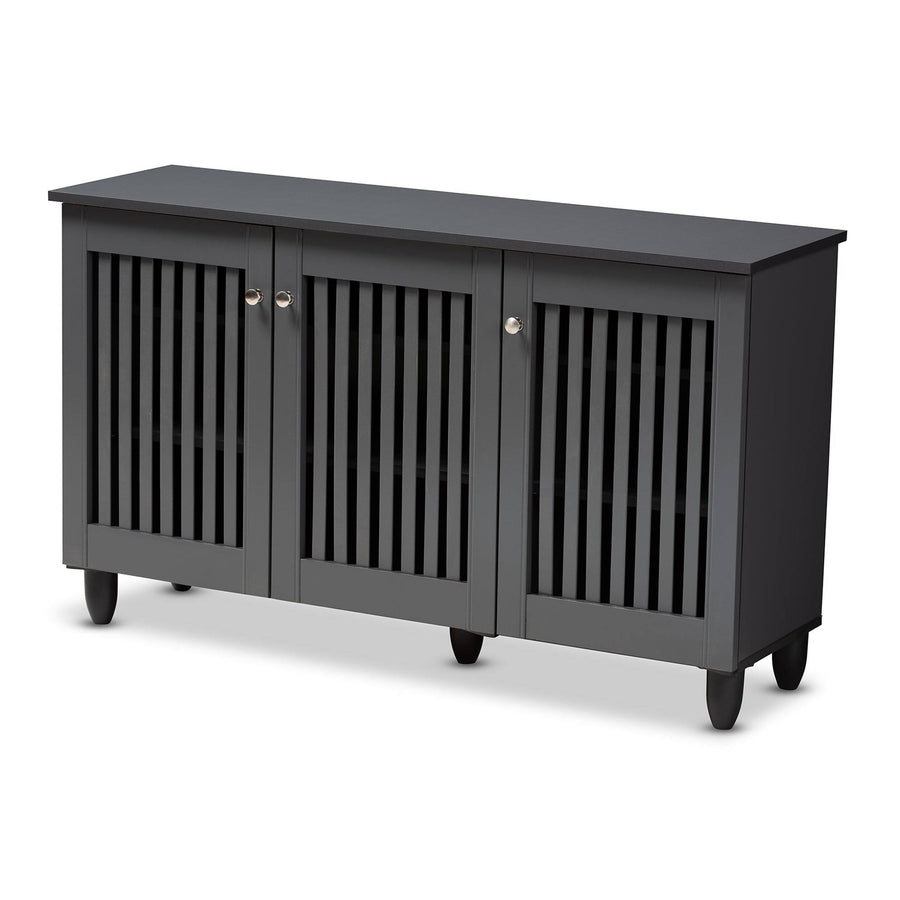 Baxton Studio Fernanda Dark Gray 3-Door Wooden Entryway Shoe Storage Wide Cabinet