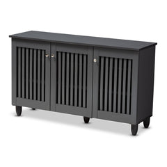 Baxton Studio Fernanda Dark Gray 3-Door Wooden Entryway Shoe Storage Wide Cabinet