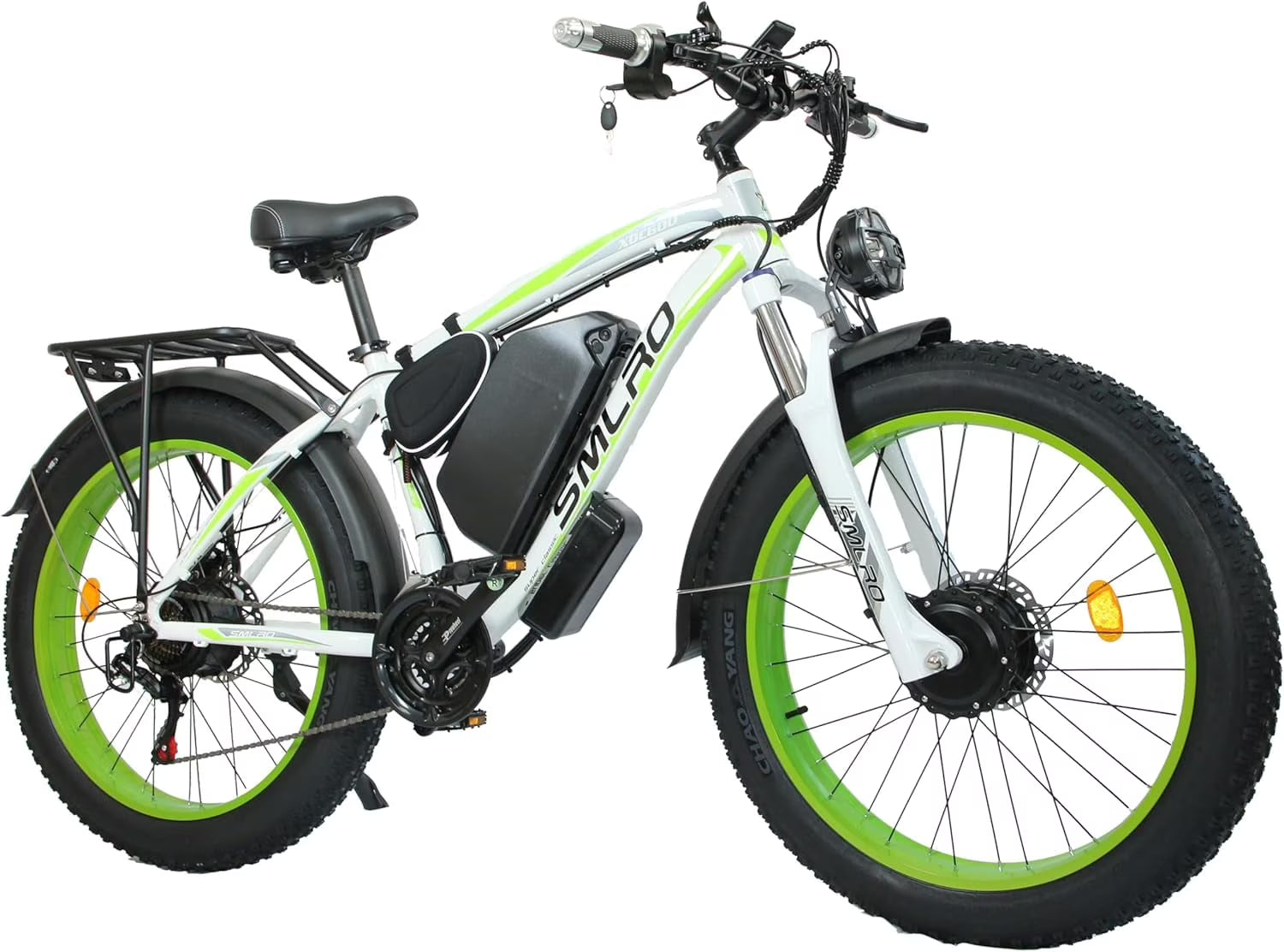 3000W Peak Dual Motor Ebike, 52V 30AH Battery Electric Bike for Adults, 7 - Speed 40MPH AWD Ebike Mountain Snow E - Bike with 26" x 4.0 Fat Tire MTB Hydraulic Disc Brake for Off - Road Snow