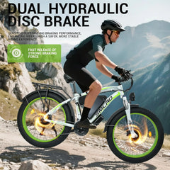 3000W Peak Dual Motor Ebike, 52V 30AH Battery Electric Bike for Adults, 7 - Speed 40MPH AWD Ebike Mountain Snow E - Bike with 26" x 4.0 Fat Tire MTB Hydraulic Disc Brake for Off - Road Snow