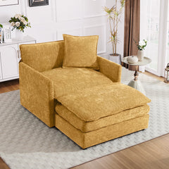 Muumblus Oversized Lounge Chair with Ottoman, Cloud Accent Armchair for Living Room, Beige Chenille