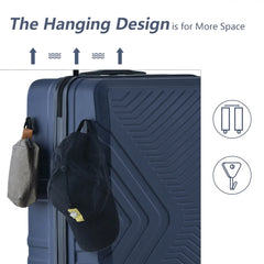 3 Piece Blue Luggage Travel Set, 20" 24" 28" Carry on Luggage with Spinner Wheels, Lightweight Hard Case Luggage Travel Suitcase Christmas Gifts for Business Trip Holiday Travel Cruise