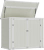 ELPOSUN Outdoor Storage Shed 6x4.5 Ft, Resin Outside Sheds & Outdoor Storage Plastic for Trash Can, Bike, Lawnmower, Generator, Tool Shed with Lockable Door for Backyard, Lawn, Patio, Grey & White