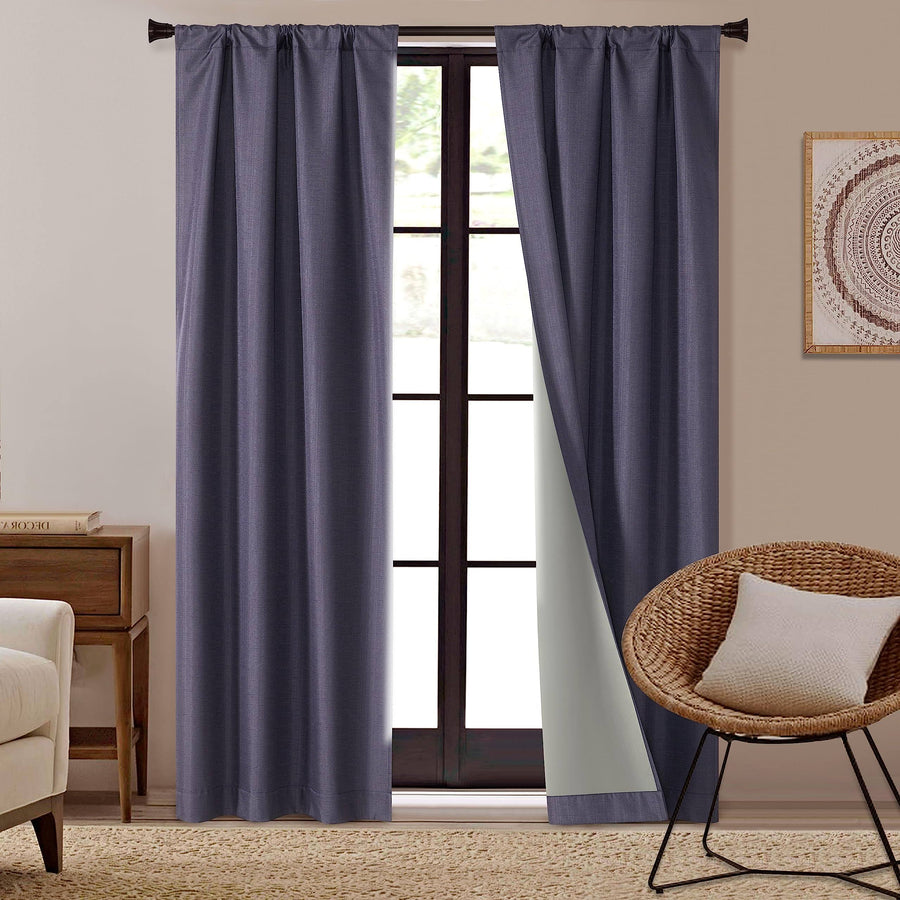Dearfoams Energy Efficient Total Blackout Curtain Window Panel Set of 2, 37" x 95" Navy