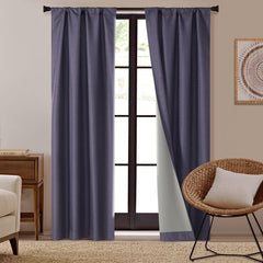 Dearfoams Energy Efficient Total Blackout Curtain Window Panel Set of 2, 37" x 95" Navy