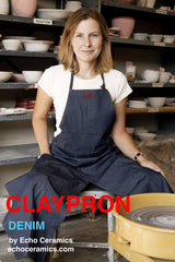 Claypron Artist Potters Kitchen Apron (Blue Denim)