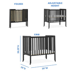 Delta Children Lee Portable Folding Mini Crib with 1.5 - Inch Mattress - Greenguard Gold Certified, Bianca White