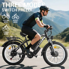 5000W (Peak) Electric - Bike for Adults, 60V 25AH Battery Electric Motorcycle, Dual - Motor - Ebike 50MPH Ebike, 26*4.0 Fat Tire Electric - Bicycle, AWD 21 - Speed Mountain Bike for All - Road UL 2849
