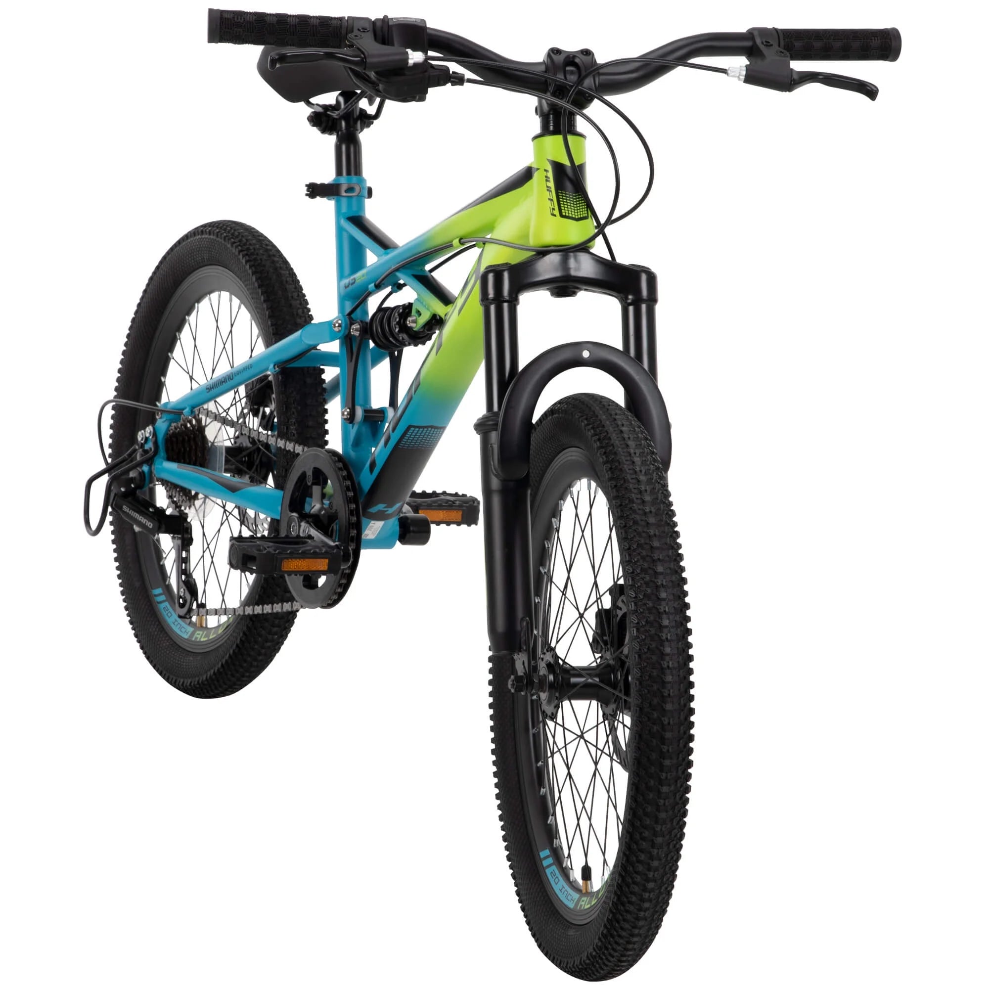 20 - Inch Oxide Boys Mountain Bike for Kids, Lime / Blue