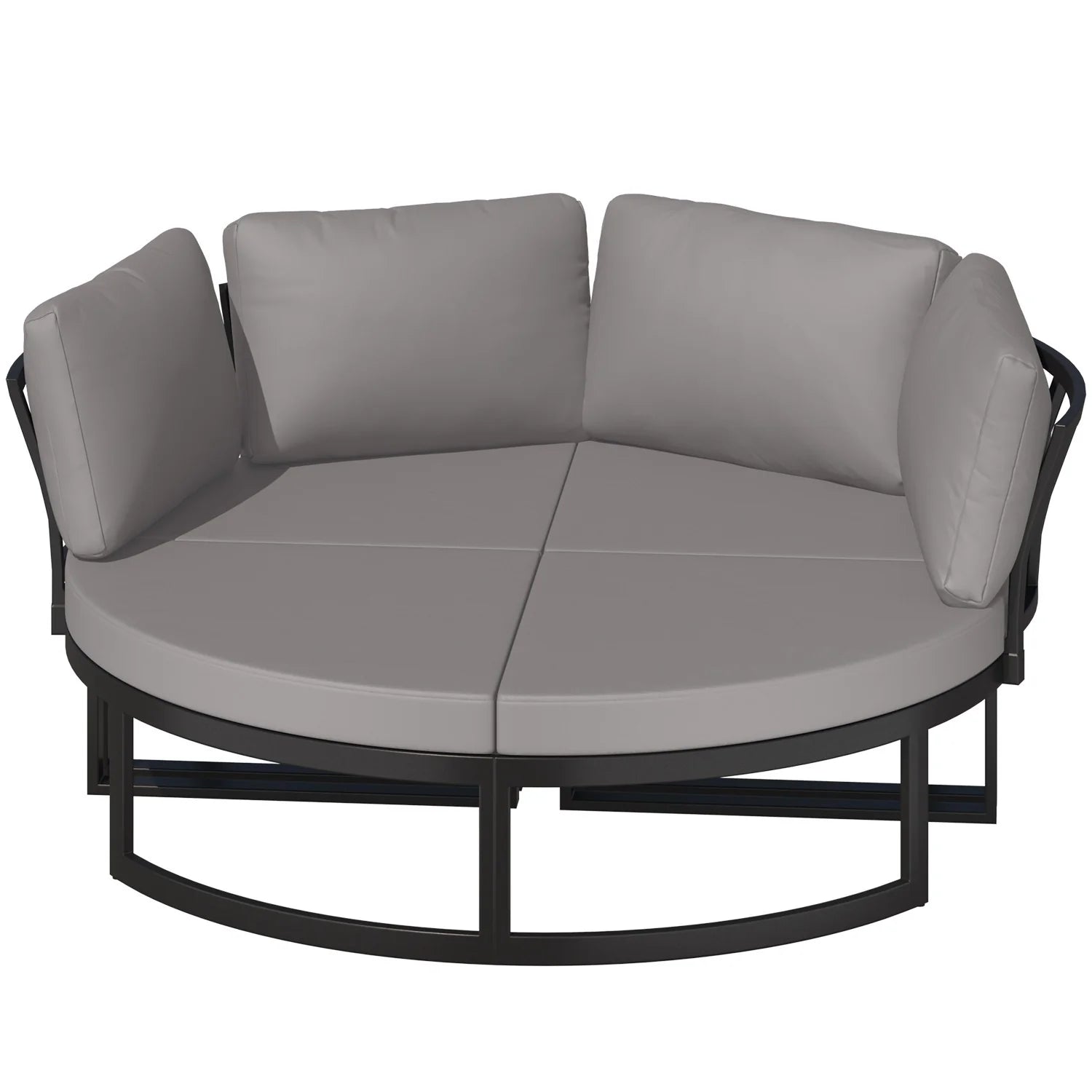AECOJOY Patio Furniture Outdoor Round Daybed with Removable Cushions 4 Piece Sectional Sofa Patio Furniture Set, Gray