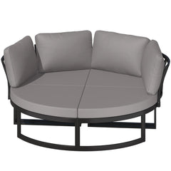 AECOJOY Patio Furniture Outdoor Round Daybed with Removable Cushions 4 Piece Sectional Sofa Patio Furniture Set, Gray