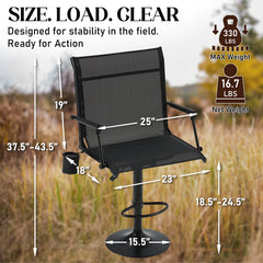 AECOJOY Tall Hunting Bar Chair, 360° Swivel, Compact Folding Design for Hunting Blinds