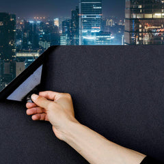 Decorfun Static Cling Total Blackout Window Film 100% UV Blocking Window Darkening Film Best Black Privacy Window Tint Removable Plastic