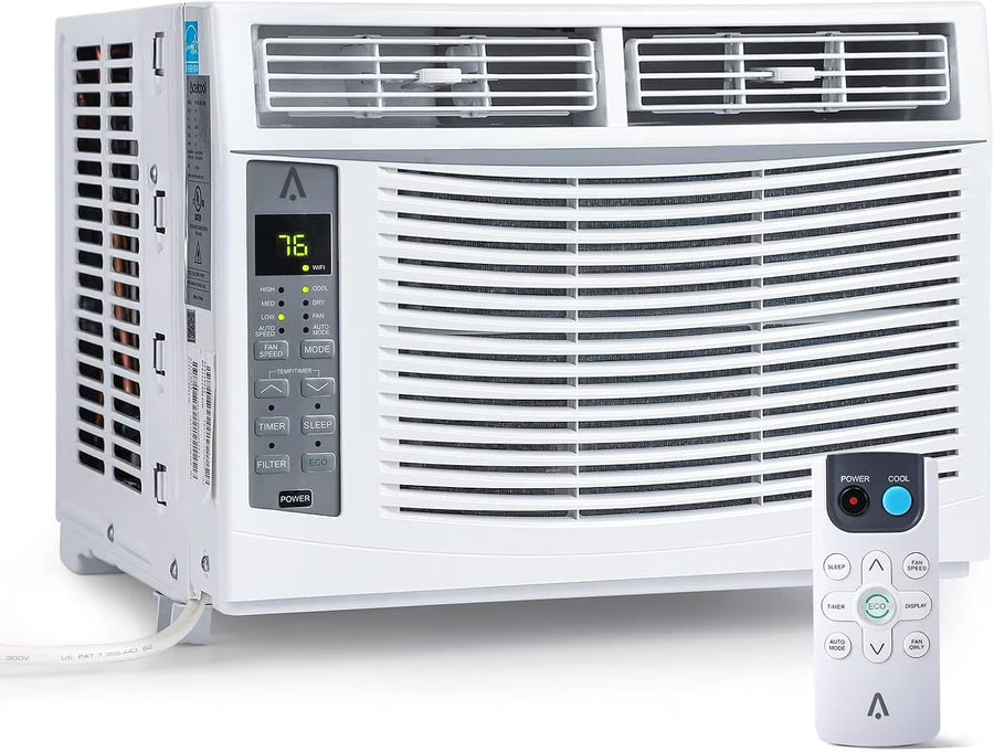 GAOMON Smart 6000 BTU Window Air Conditioner - WiFi - Enabled AC with Remote & App Control, Timer, Sleep Mode, Easy Install Kit, Cools Rooms up to 350 Sq. Ft, 115V, White