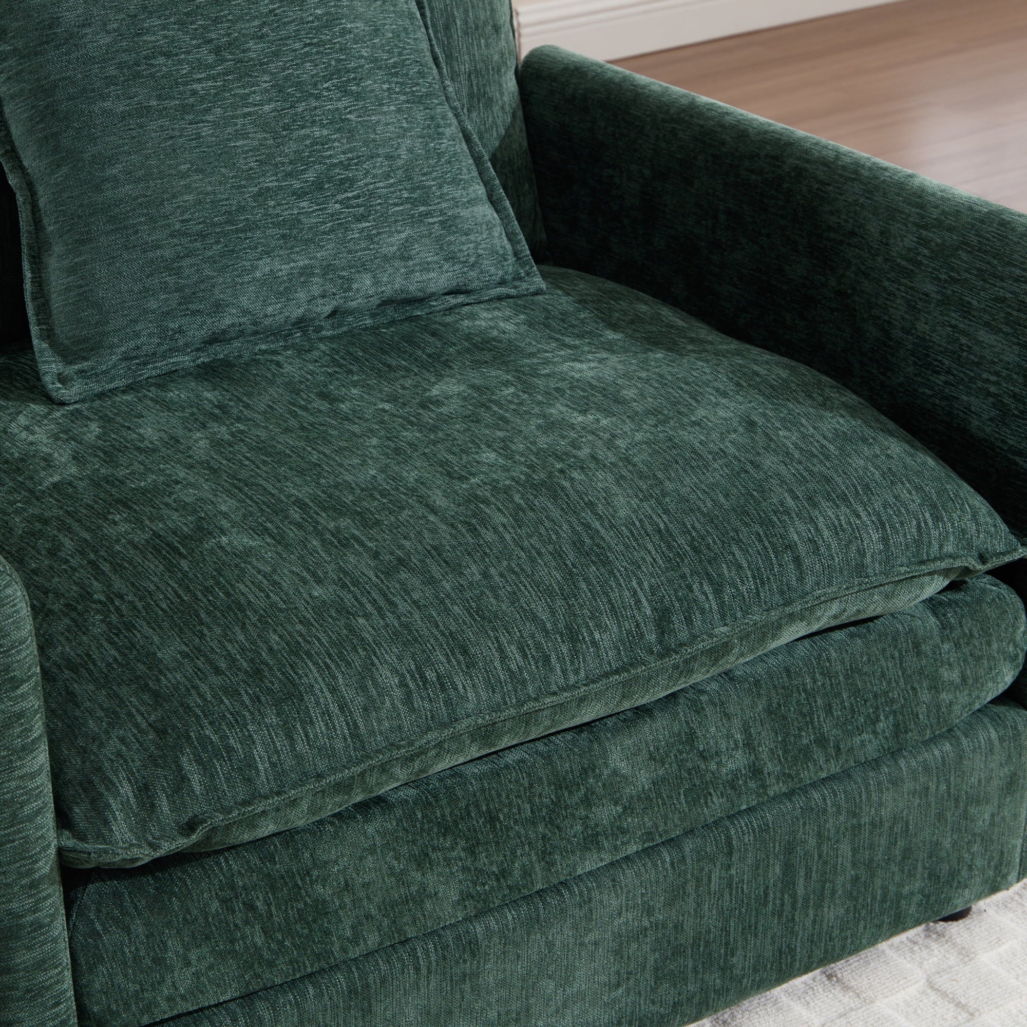 Muumblus Oversized Lounge Chair with Ottoman, Cloud Accent Armchair for Living Room, Beige Chenille