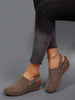 European Style Wedge Heel Thick Sole Closed Toe Slip-On Shoes For Women, Back Strap Buckle Two-Way Wear Slouchy Shoes, Versatile Commuter Women's Shoes