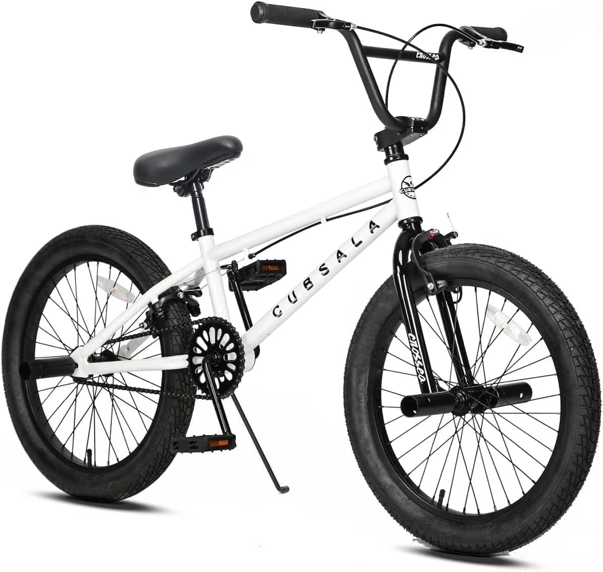 Cubsala 20 in Kids BMX Bike Freestylefor Age 6 - 14 Years Old Boys Girls with 4 Pegs, Black with Red Tires