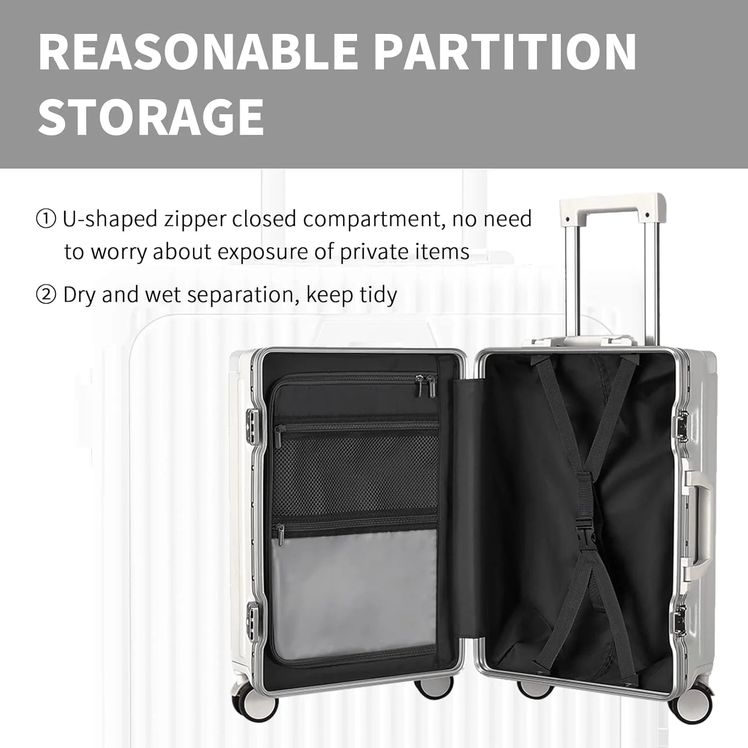 Carry - on Luggage with USB Charging Port, Front Compartment, TSA Lock, Airline Approved Carry on Hardside Suitcase with Spinner Wheels (Grey, 20 in)