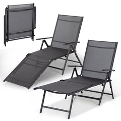 AECOJOY Outdoor Chaise Lounge Chair, Adjustable Reclining Folding Pool Lounger for Poolside
