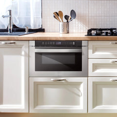 Cosmo 4 Piece Kitchen Appliance Package 30" Electric Cooktop 24" Single Electric Wall Oven 24" Built - in Microwave Drawer & French Door Refrigerator Kitchen Appliance Bundles