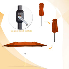 AECOJOY 15x9ft Double-Sided Patio Umbrella, Orange