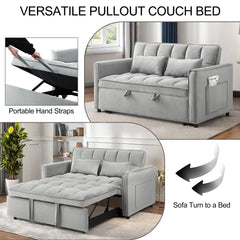 Convertible Sofa Bed, 3 - in - 1 Sleeper Sofa with Pull Out Bed, Sleeper Futon Couch Loveseat with Adjsutable Backrest and Pillows for Living Room, Black