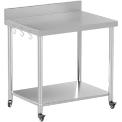 AECOJOY Stainless Steel Table 36"x30" with Backsplash and Knife Blocks Prep Tables for Commercial Kitchen