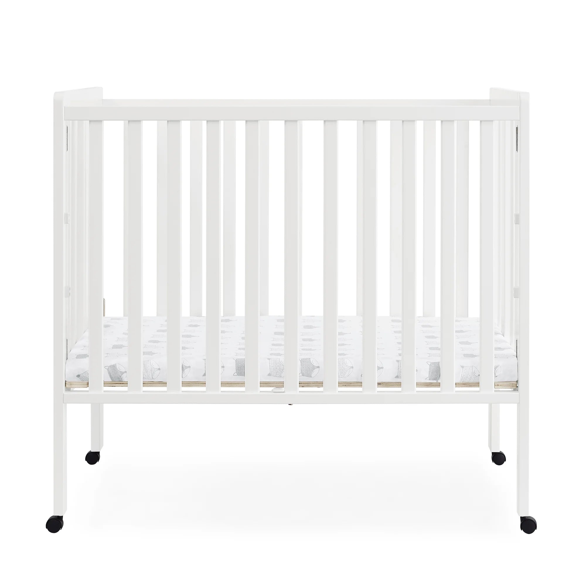 Delta Children Lee Portable Folding Mini Crib with 1.5 - Inch Mattress - Greenguard Gold Certified, Bianca White