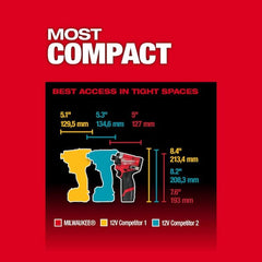 M12 FUEL 12V Lithium - Ion Cordless 3/8 In. Ratchet and 1/4 In. Impact Driver Kit (2 - Tool) W/Batteries, Charger & Bag