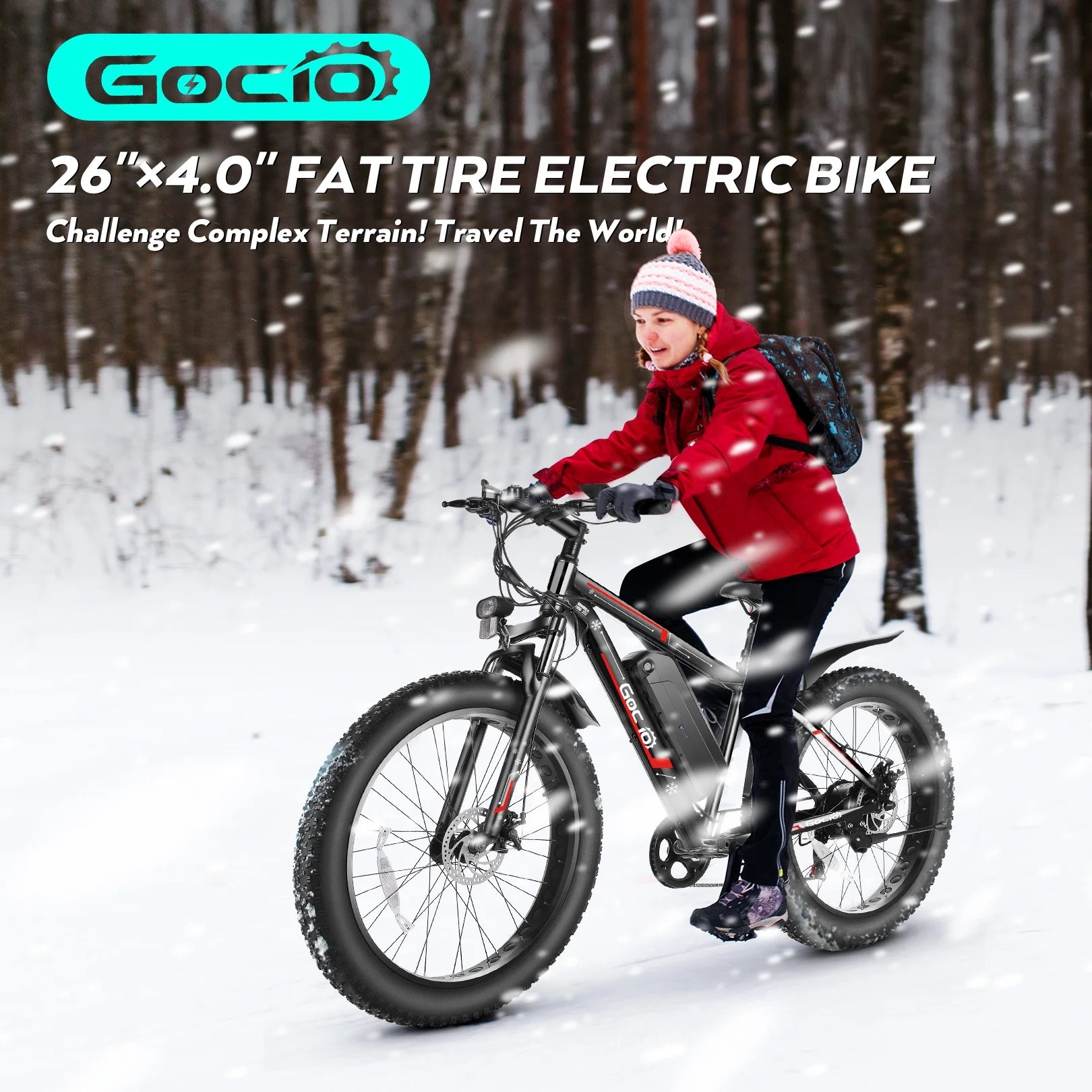 Gocio 26" 4.0 Fat Tire Electric Bike for Adults, 500W Motor, 48V 13ah Battery, Lightweight Aluminum Alloy Frame, Max 22mph Electric Mountain Bike Beach Snow Ebike for Men, Professional 7 - Speed UL2849