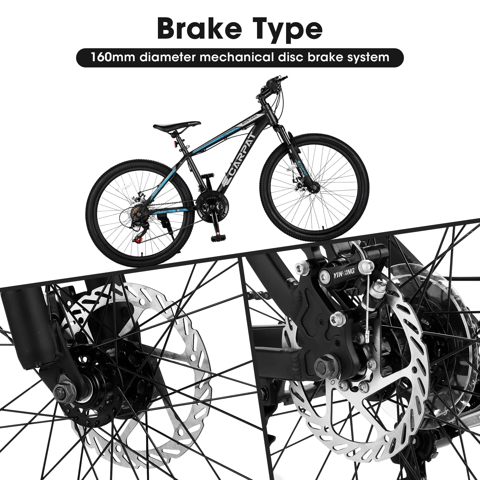 26" Mountain Bike, Aluminum Mountain Bike for Adult with Disc Brakes & Suspension