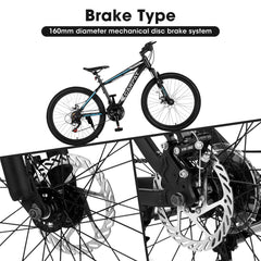 26" Mountain Bike, Aluminum Mountain Bike for Adult with Disc Brakes & Suspension