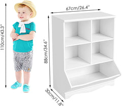 Homfa Kid'S Cubby Toy Storage Cabinet, Wood Toy Organizer of 5 Bins, Children'S White Bookcase, Toy Chest for Bedroom Living Room