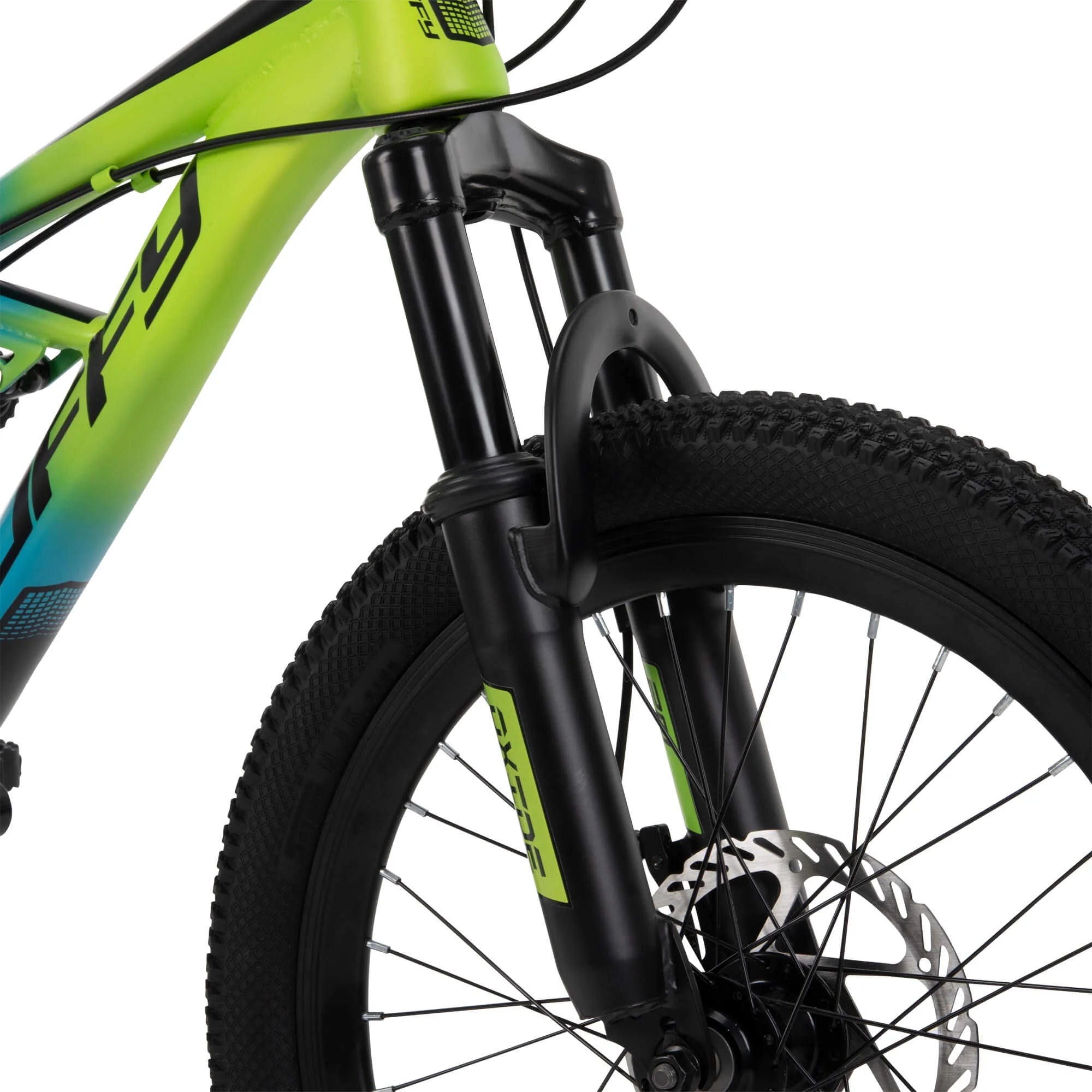20 - Inch Oxide Boys Mountain Bike for Kids, Lime / Blue