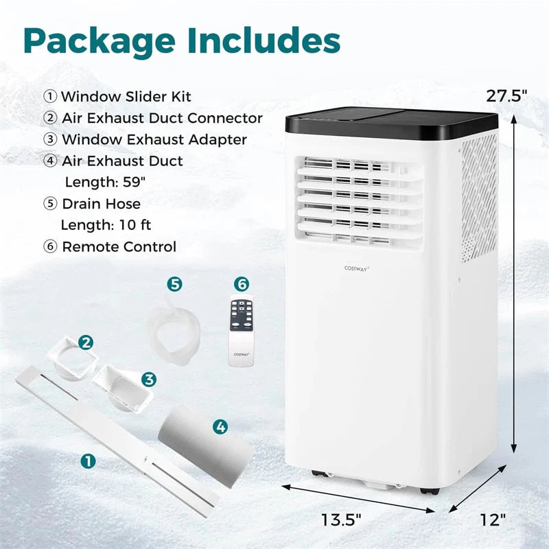 10000 BTU Portable Air Conditioner, 3-in-1 AC Unit, Fan & Dehumidifier with Sleep Mode, 24H Timer & Window Kit for Rooms up to 450 Sq. Ft