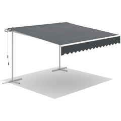 AECOJOY Free Standing Retractable Awning, 10'x8' Patio Awnings Outdoor Manual Sun Shade Shelter, Dark Grey