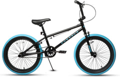 Cubsala 20 in Kids BMX Bike Freestylefor Age 6 - 14 Years Old Boys Girls with 4 Pegs, Black with Red Tires
