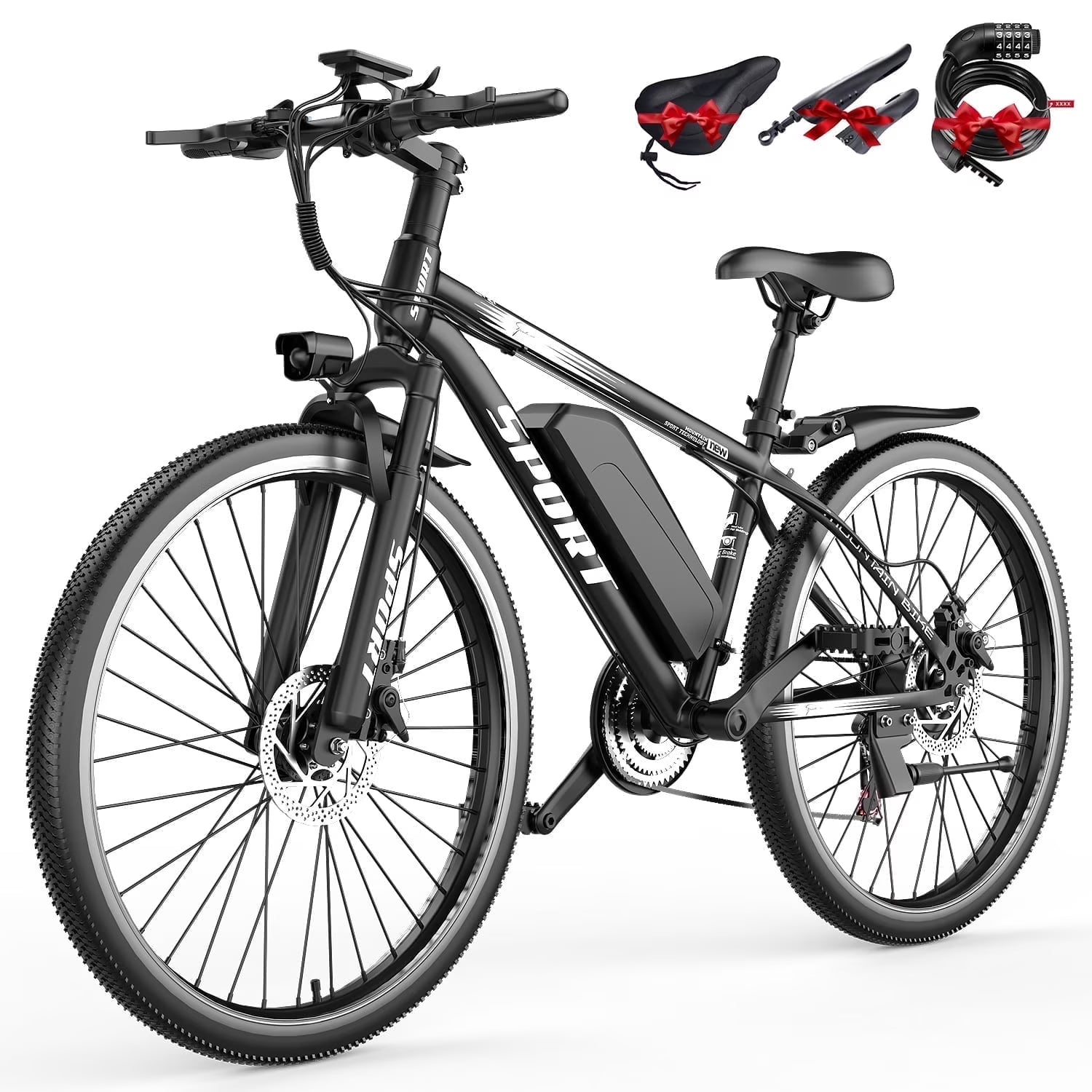AZHAR Electric Bike for Adults, 26" Electric Mountain Bike, 1200W Peak Power Motor, up to 25 MPH 45 Miles, Electric Bicycle with 48V 10AH Removable Battery, UL 2849