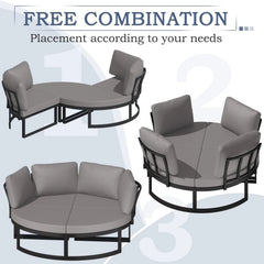 AECOJOY Patio Furniture Outdoor Round Daybed with Removable Cushions 4 Piece Sectional Sofa Patio Furniture Set, Gray