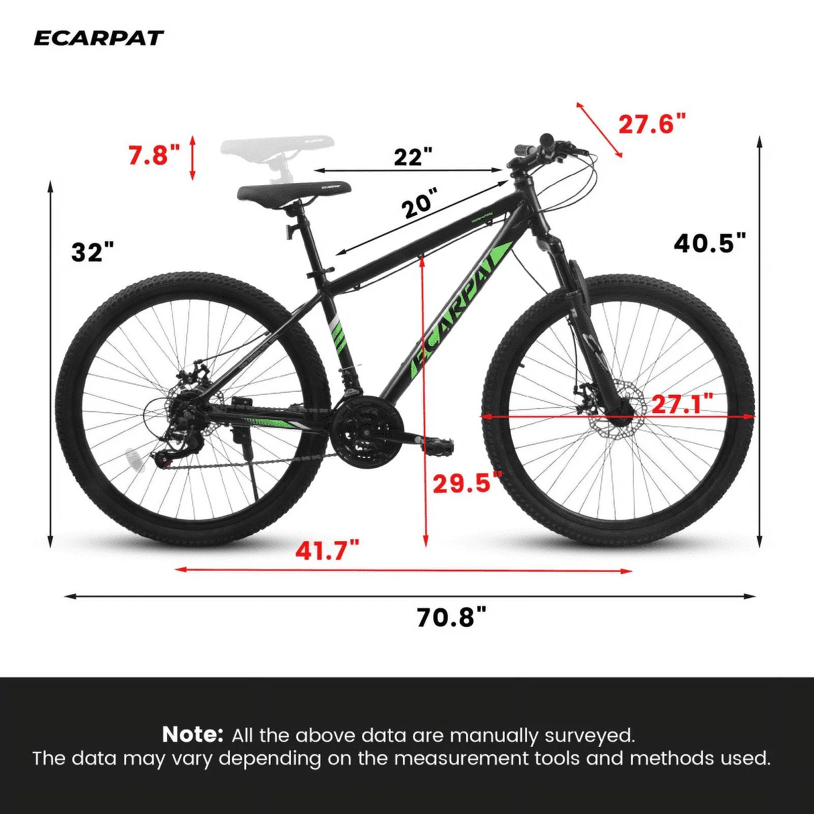 27 in Mountain Bike 21 Speed, Suspension Fork, Aluminum Frame Disc Brake, Mountain Biking for Both Men and Women