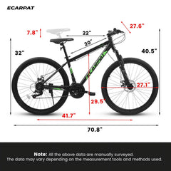 27 in Mountain Bike 21 Speed, Suspension Fork, Aluminum Frame Disc Brake, Mountain Biking for Both Men and Women